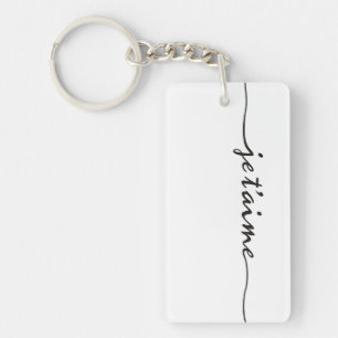 je t'aime - I love you in French - black Key Ring
