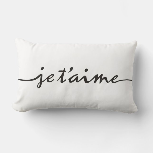 je t'aime - I love you in French - black Lumbar Cushion (Front)
