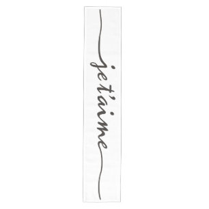 je t'aime - I love you in French - black Medium Table Runner