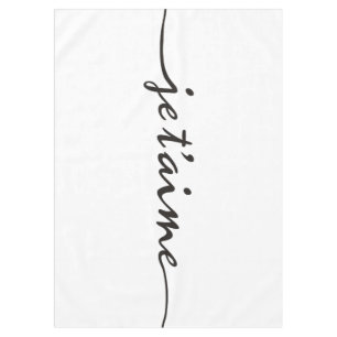 je t'aime - I love you in French - black Tablecloth