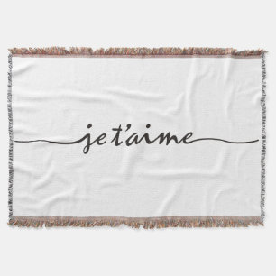 je t'aime - I love you in French - black Throw Blanket