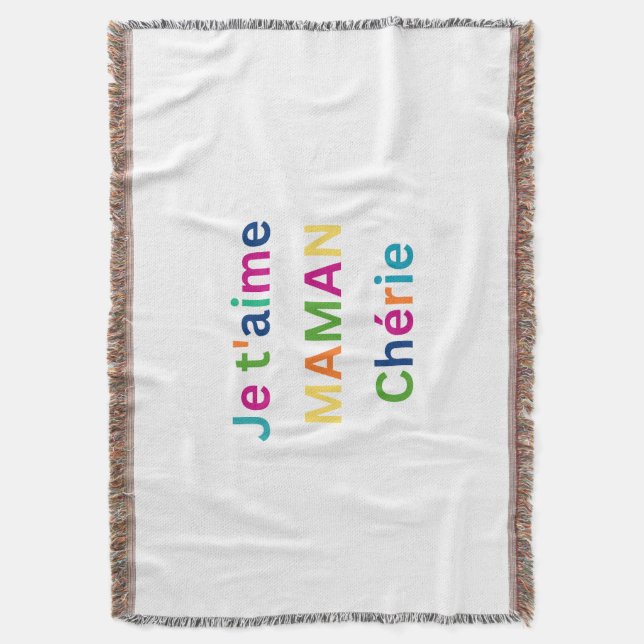 "Je t'aime MAMA chérie" Cute Throw Blanket (Front Vertical)