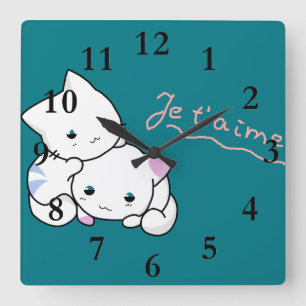 Je t'aime square wall clock