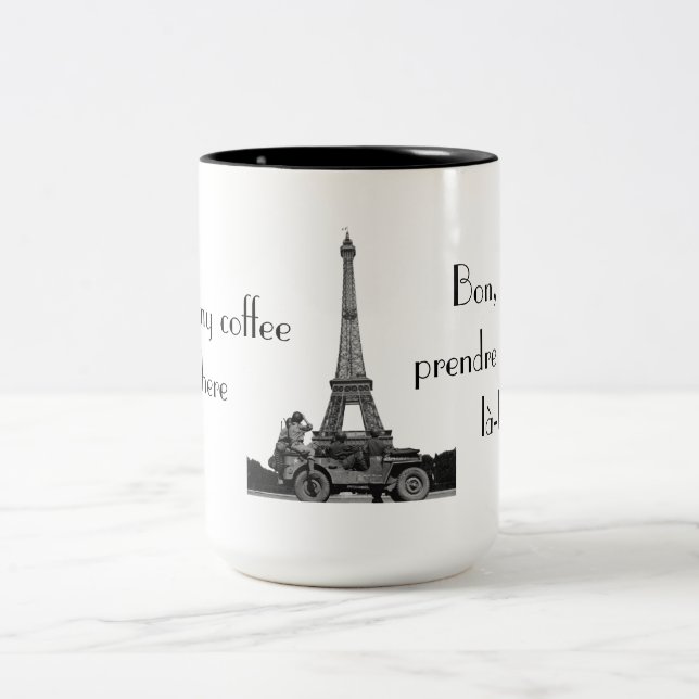Je vais prendre mon café... Two-Tone coffee mug (Center)