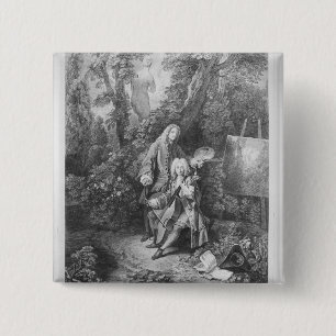 Jean Antoine Watteau and friend Monsieur 15 Cm Square Badge