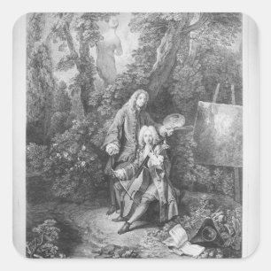 Jean Antoine Watteau and friend Monsieur Square Sticker