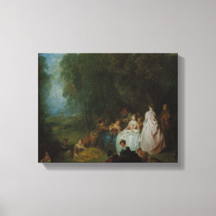 Jean-Antoine Watteau - Pastoral Gathering Canvas Print