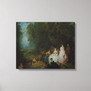 Jean-Antoine Watteau - Pastoral Gathering Canvas Print