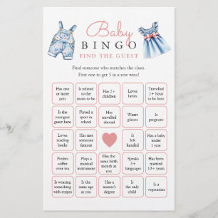 Jean Baby Bingo Find The Guest Baby Shower Game