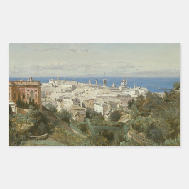Jean-Baptiste-Camille Corot - View of Genoa Rectangular Sticker (Front)