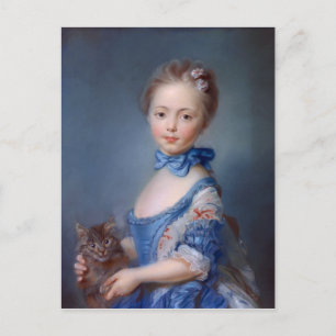Jean-Baptiste Perronneau: Girl with Kitten Postcard