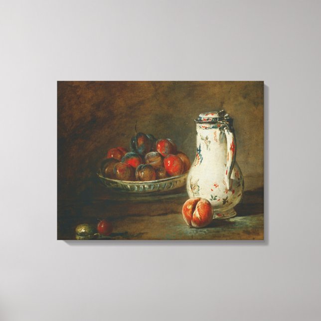 Jean-Baptiste Simeon Chardin - A Bowl of Plums Canvas Print (Front)