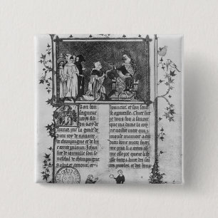 Jean de Joinville offering his book on St. Louis 15 Cm Square Badge