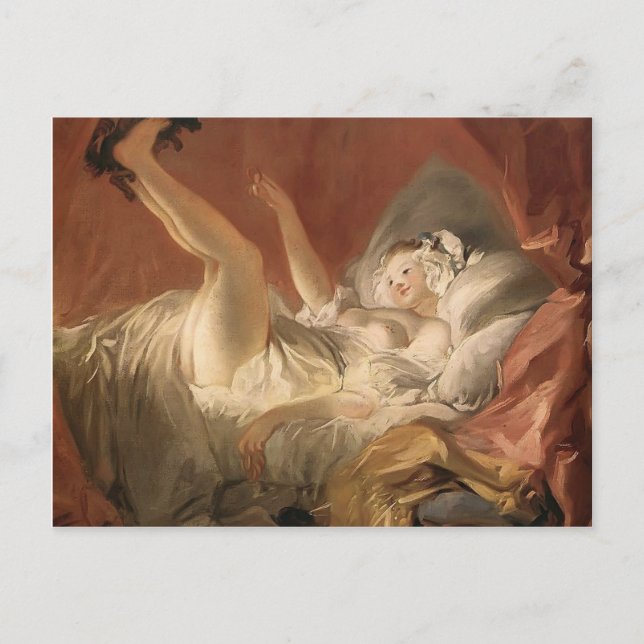 Jean Fragonard- Young Woman Playing with a Dog Postcard (Front)