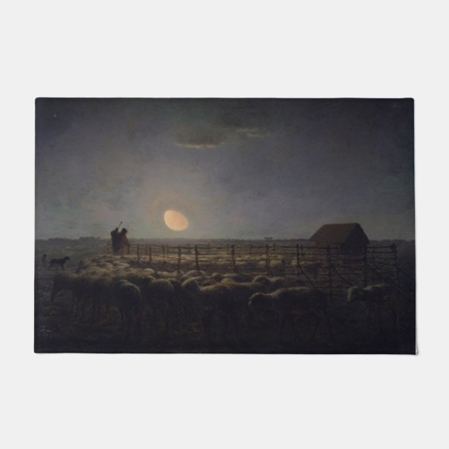 Jean-Francois Millet - Sheepfold, Moonlight 1860 Doormat (Front)