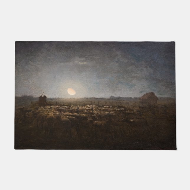 Jean-Francois Millet - Sheepfold, Moonlight 1872 Doormat (Front)