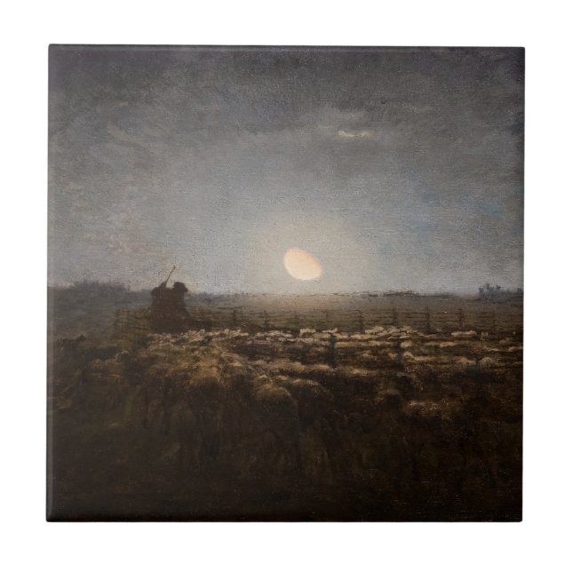 Jean-Francois Millet - Sheepfold, Moonlight 1872 Tile (Front)