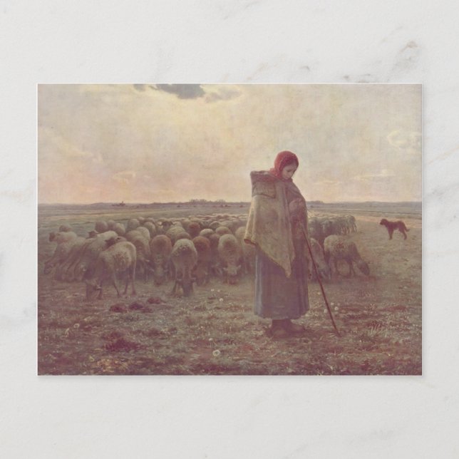 Jean-Francois Millet- Shepherdess Postcard (Front)