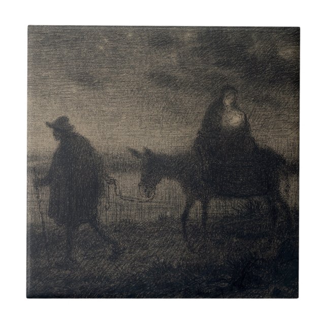 Jean-Francois Millet - The Flight Into Egypt Tile (Front)