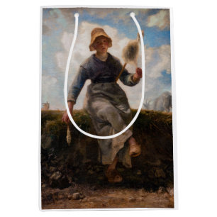 Jean-Francois Millet - The Spinner Girl Medium Gift Bag