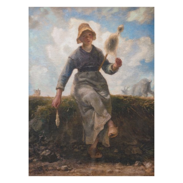 Jean-Francois Millet - The Spinner Girl Tablecloth (Front)