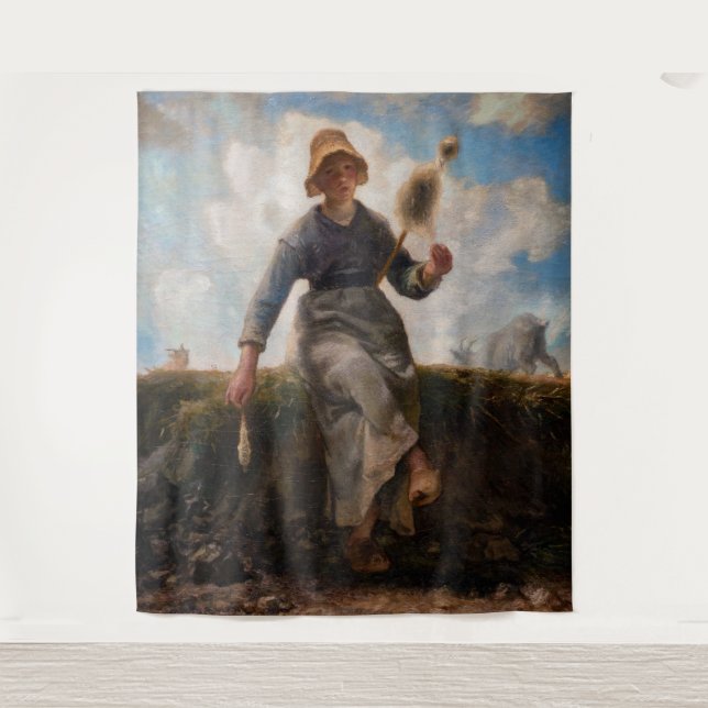 Jean-Francois Millet - The Spinner Girl Tapestry (Front)