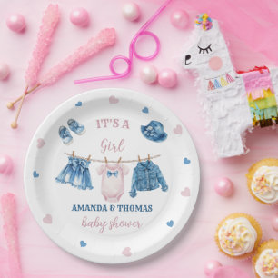 Jean Girl Baby Shower Paper Plate