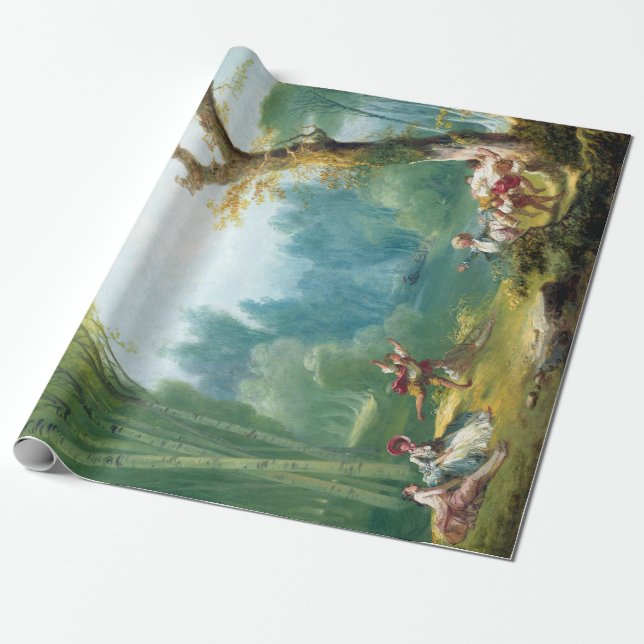 Jean-Honoré Fragonard A Game of Horse and Rider Wrapping Paper (Unrolled)