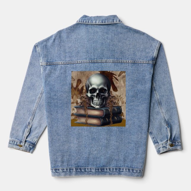 Jean Jacket with Skeleton & Books Gothic (Back)