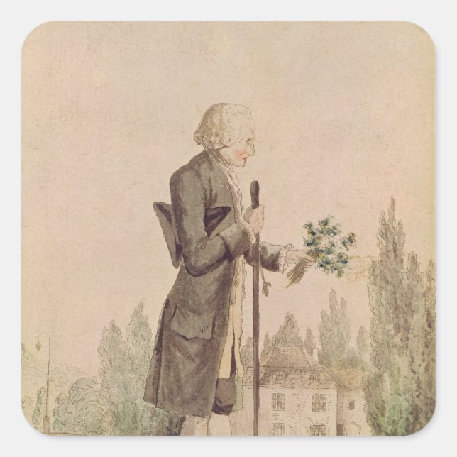 Jean-Jacques Rousseau  Gathering Herbs Square Sticker (Front)
