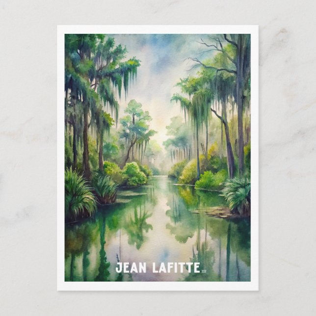 Jean Lafitte Park Watercolor Painting Postcard (Front)