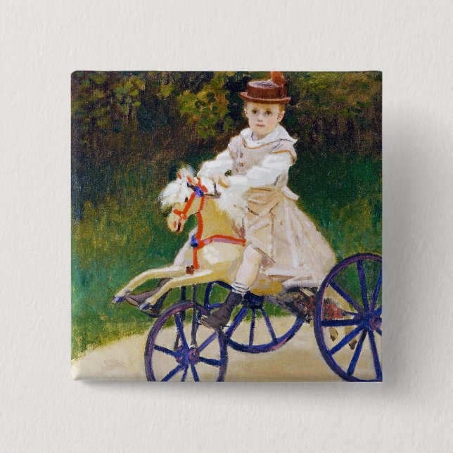 Jean Monet on a Mechanical Horse Claude Monet 15 Cm Square Badge (Front)