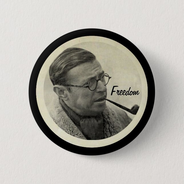 Jean-Paul Sartre 6 Cm Round Badge (Front)