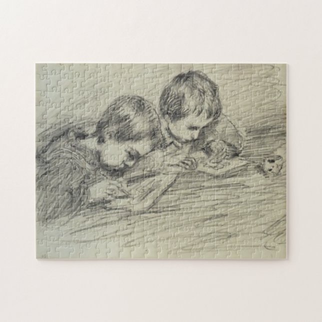 Jean-Pierre Hoschedé & Michel Drawing Monet Fine Jigsaw Puzzle (Horizontal)