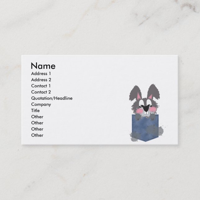 Jean Pocket Dust Bunny Business Card (Front)