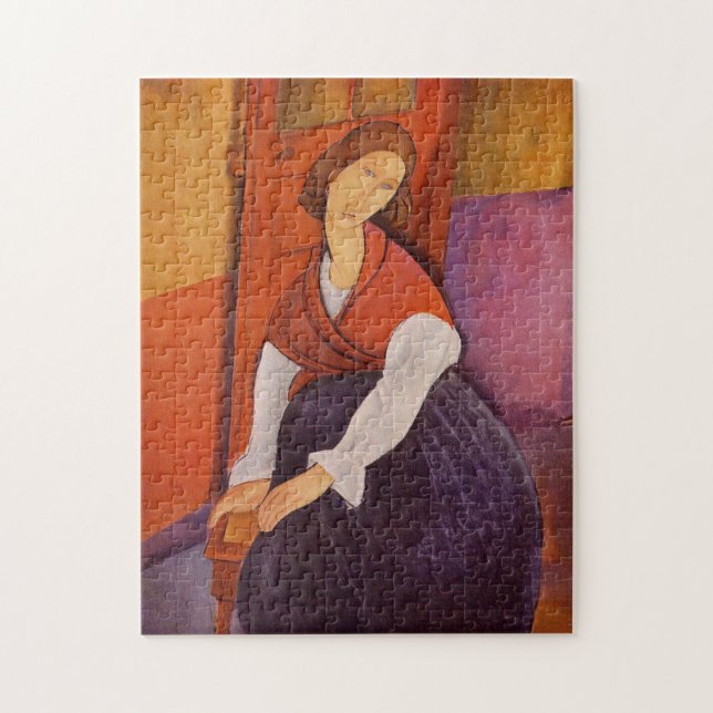 Jeanne Hebuterne In A Red Shawl By Modigliani Jigsaw Puzzle (Vertical)