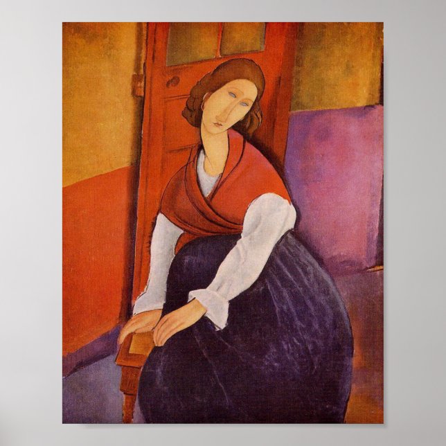 Jeanne Hebuterne In A Red Shawl By Modigliani Poster (Front)