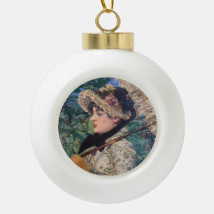 Jeanne (Spring) By Édouard Manet Ceramic Ball Christmas Ornament