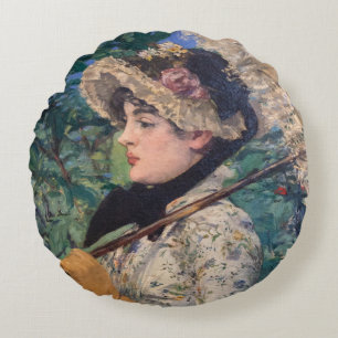 Jeanne (Spring) By Édouard Manet Round Cushion