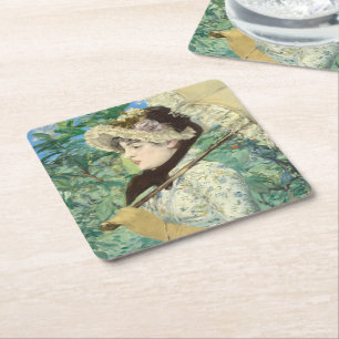 Jeanne (Spring) Edouard Manet Square Paper Coaster