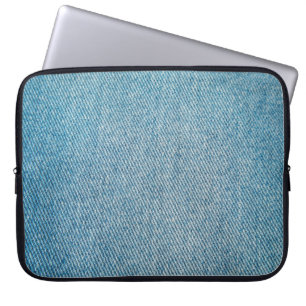 Jeans background. Perspective and closeup view to Laptop Sleeve