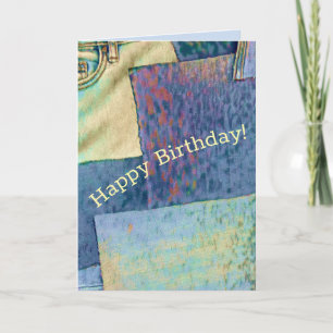 Jeans & Blue jean patches of fabric squares Card