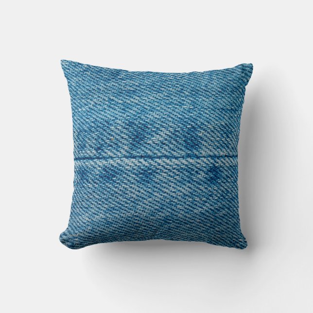 Jeans close up background. Denim stitching. Blue f Cushion (Front)