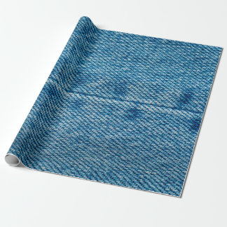 Jeans close up background. Denim stitching. Blue f Wrapping Paper