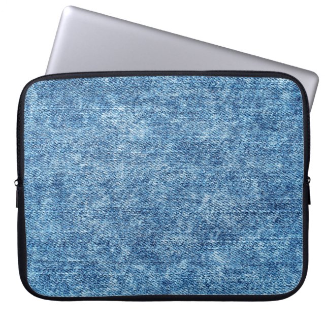 Jeans in acid wash blue. Denim background, texture Laptop Sleeve (Front)