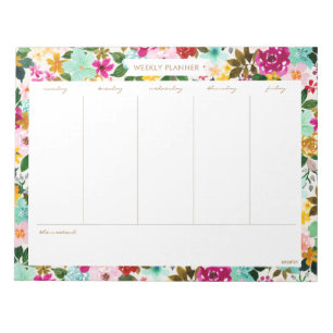 JEAN'S JOY Colorful Floral WEEKLY PLANNER Notepad