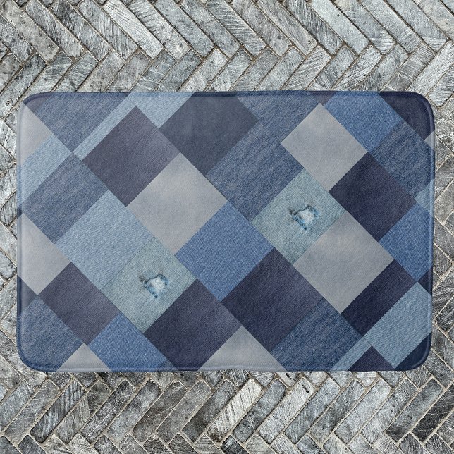 Jeans Patchwork Denim Fabric Bath Mat (Creator Uploaded)