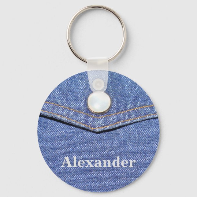 Jeans Pocket Design - Personalised Name Keychain (Front)