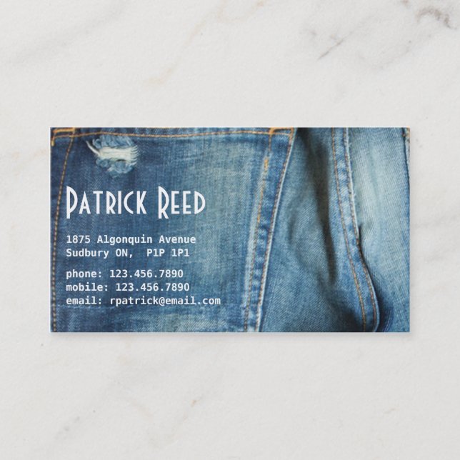Jeans - Style E Business Card (Front)