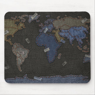 Jeans World Map Mouse Pad